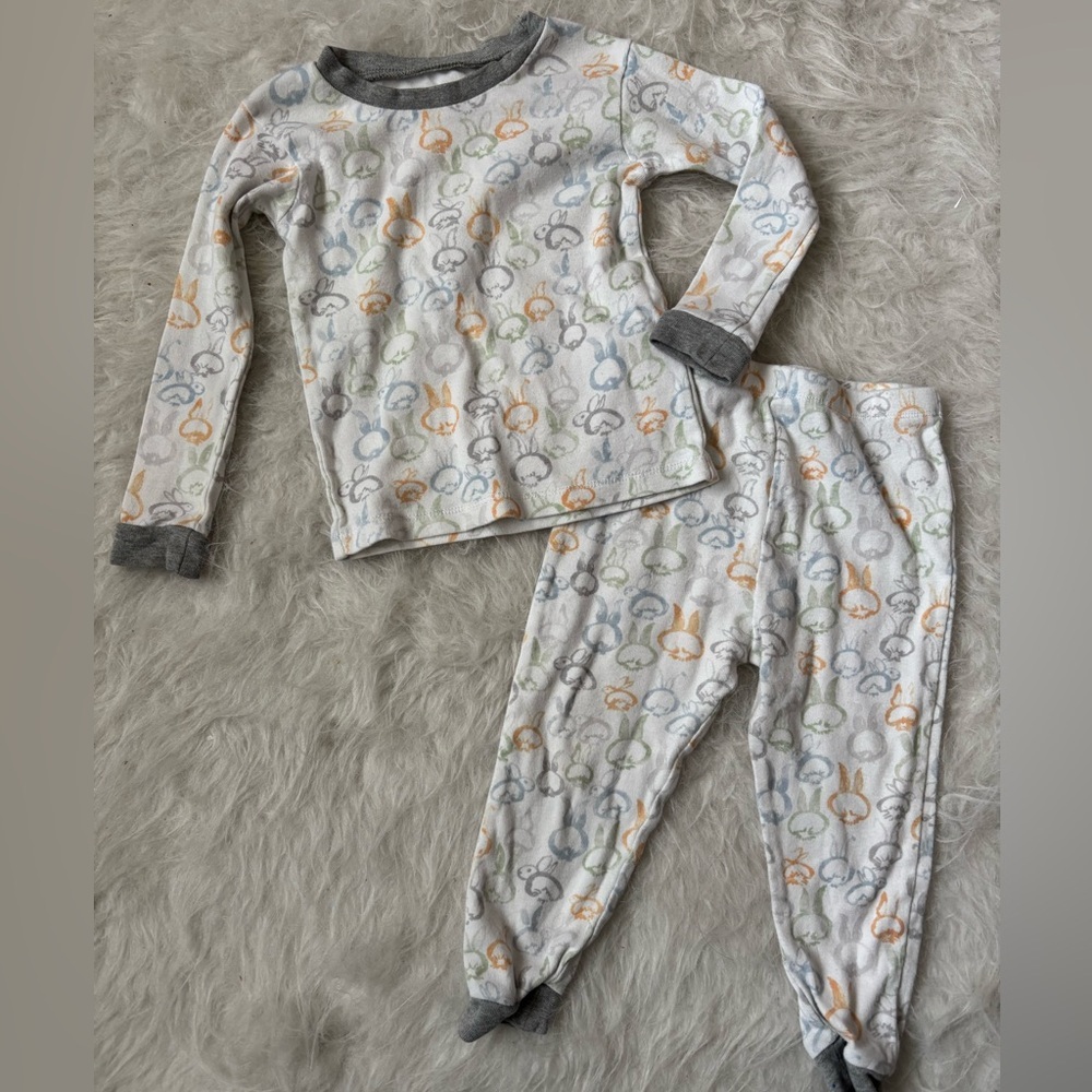 Burt's Bees Baby Pastel Bunny Bottoms Print Pajama Set